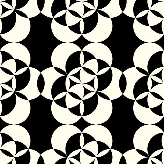 Carta da parati decorativa grafica monocromatica con griglia circolare