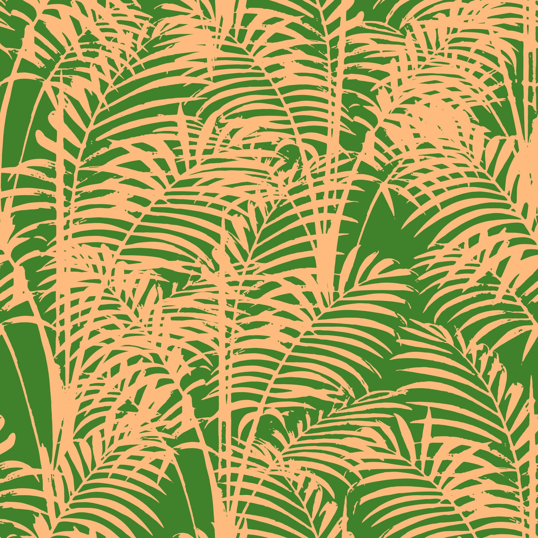 Carta da parati con stampa astratta di fronde di palma tropicali