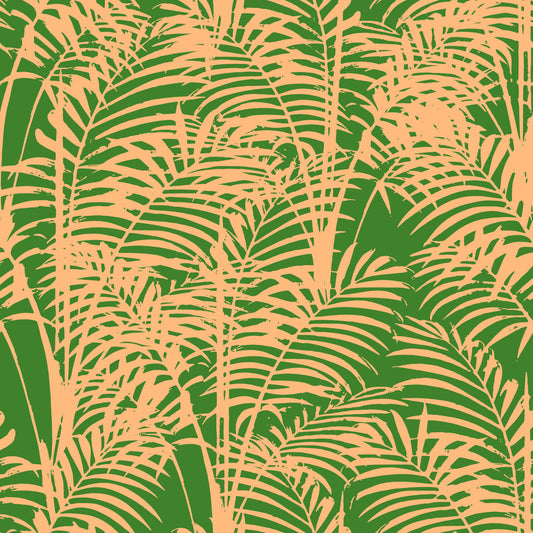 Abstrakte Tapete mit Druck von tropischen Palmwedeln
