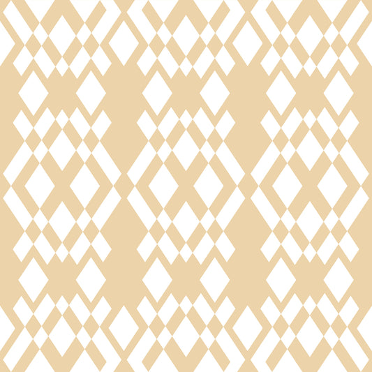 Carta da parati geometrica a reticolo color crema e bianco