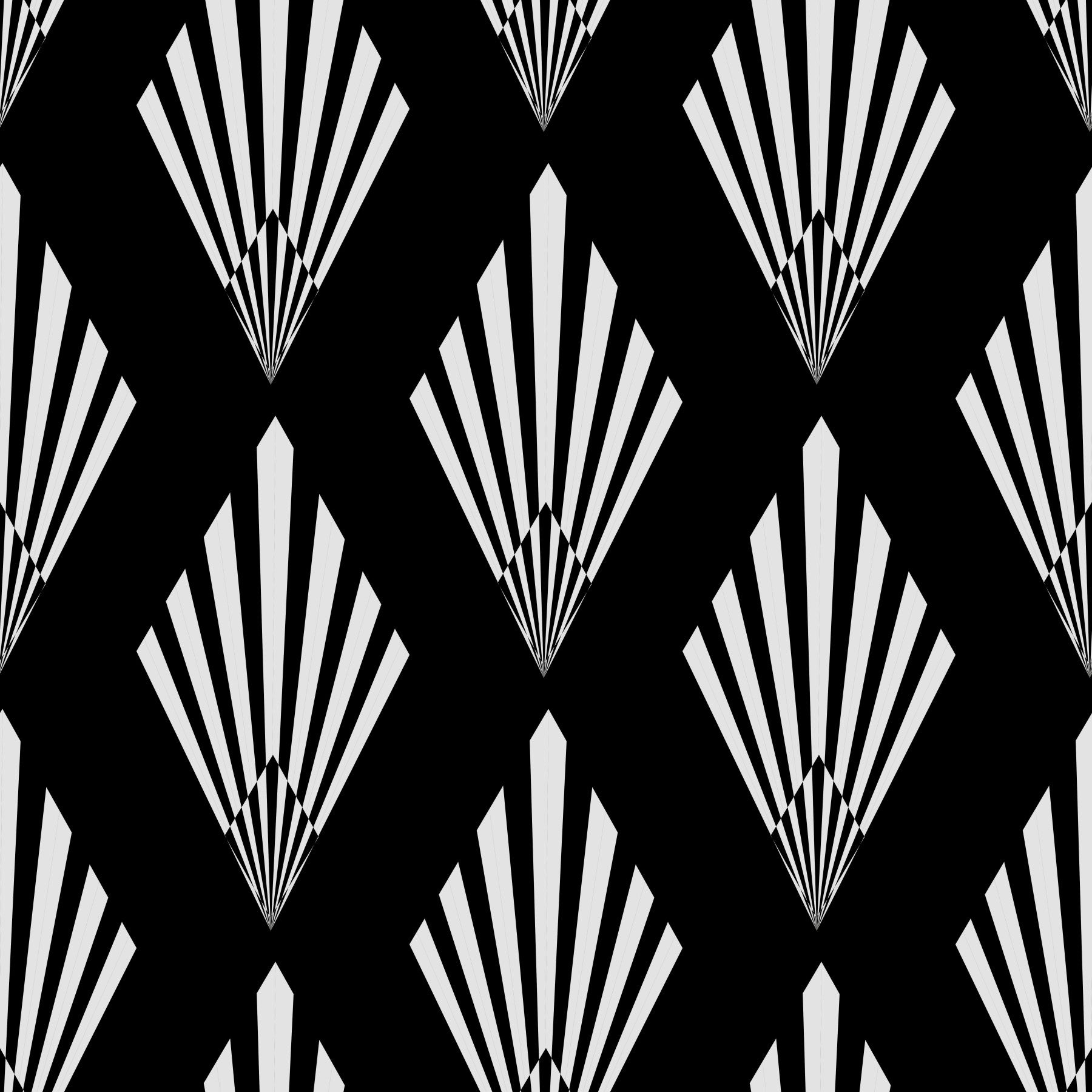 Monochromes Tapetenmuster mit Art-déco-Fächern