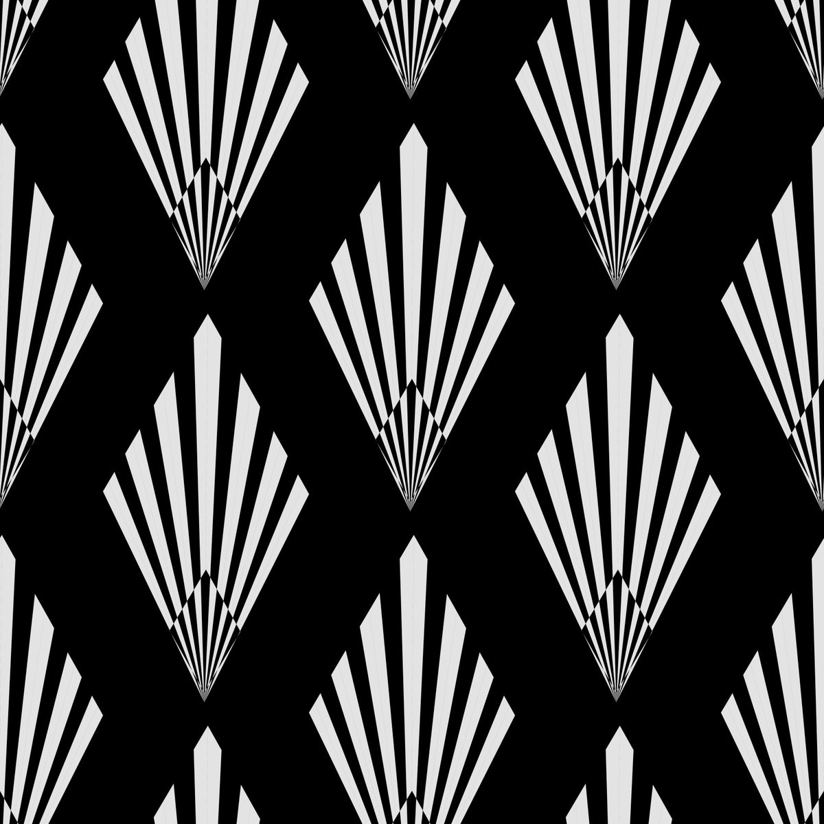 Papier peint à motif d’éventail Art déco monochrome in your room — zoomed
