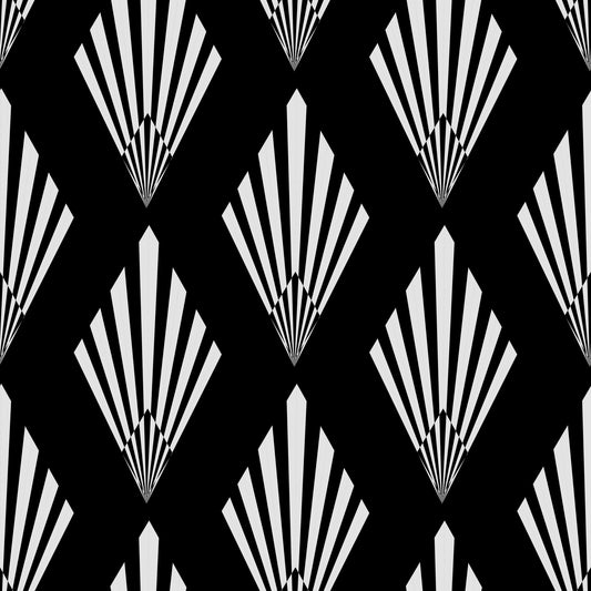 Tapet cu model de evantai Art Deco monocromatic