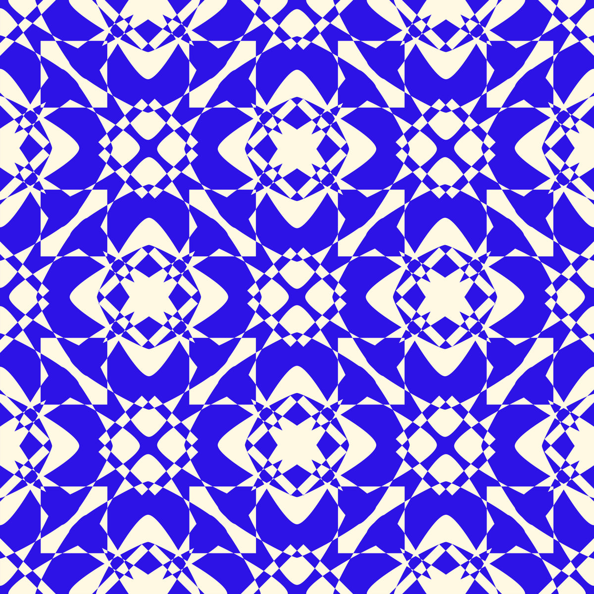 Papier peint géométrique à motif entrelacé bleu cobalt in your room
