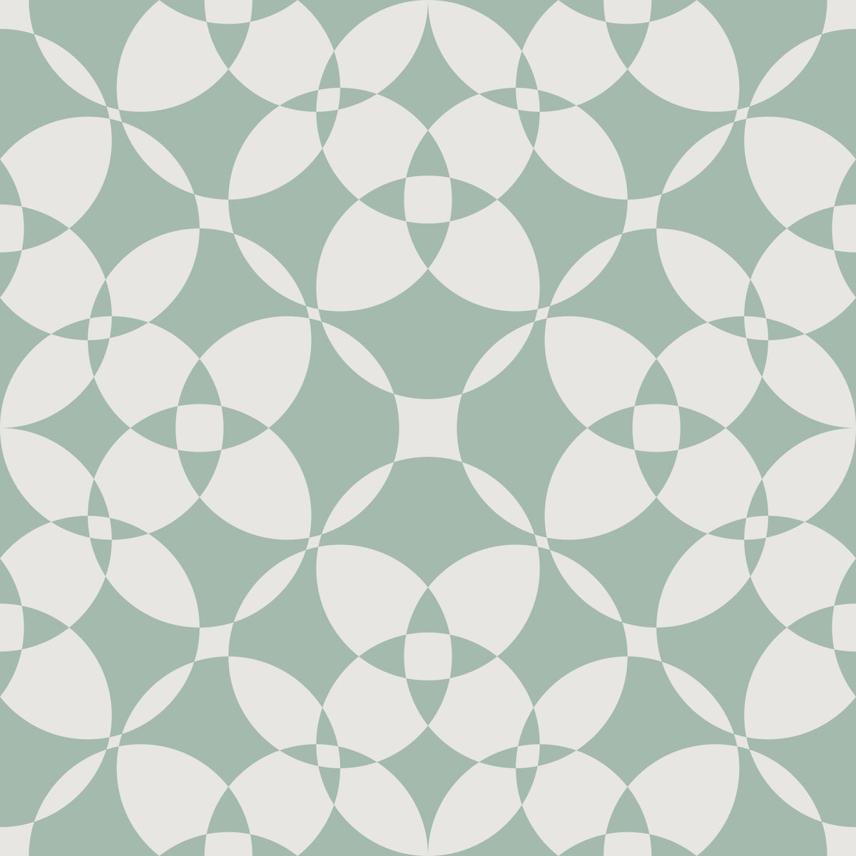 Tapeta z geometrycznym wzorem zazębiających się łuków w kolorze szałwiowym in your room — zoomed