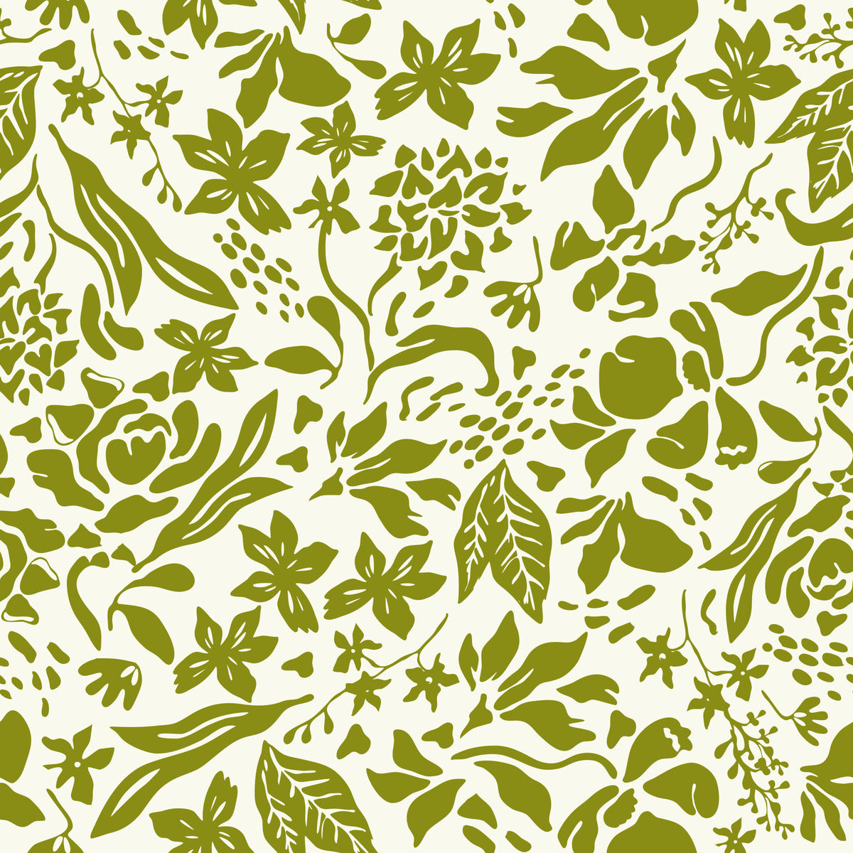 Carta da parati con silhouette botaniche color salvia in your room