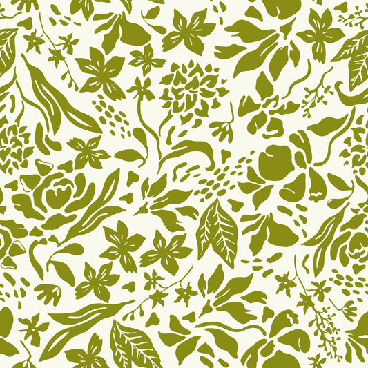 Tapet cu siluete botanice verde salvie