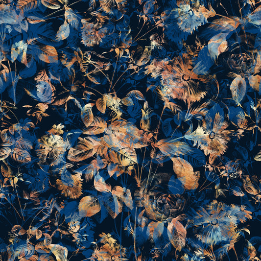 Rustikale Garten-Tapete in Bronze und Marineblau