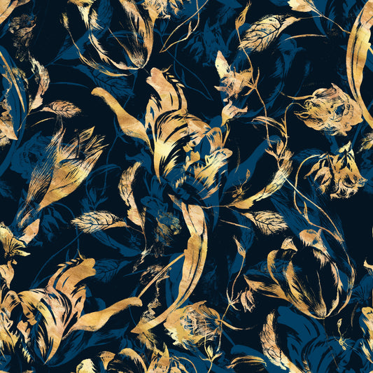 Midnight Flora Brushwork-Tapete