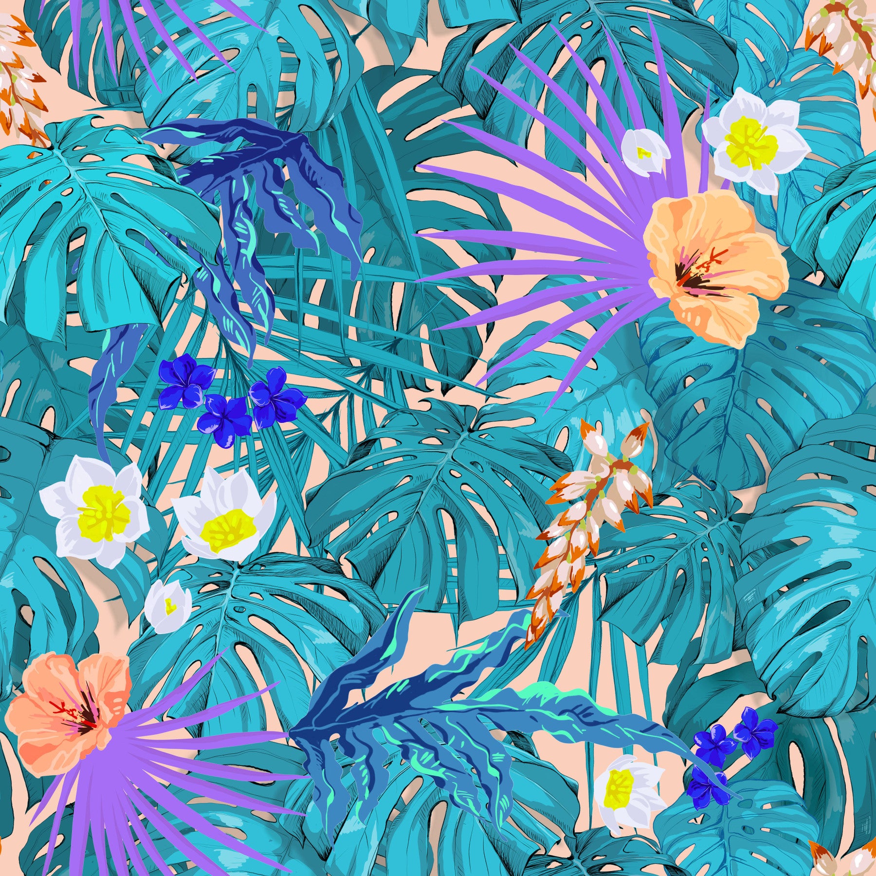 Tapete „Tropical Jungle Bloom“