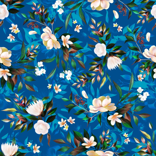 Deep Indigo Botanical Bloom Wallpaper⁠