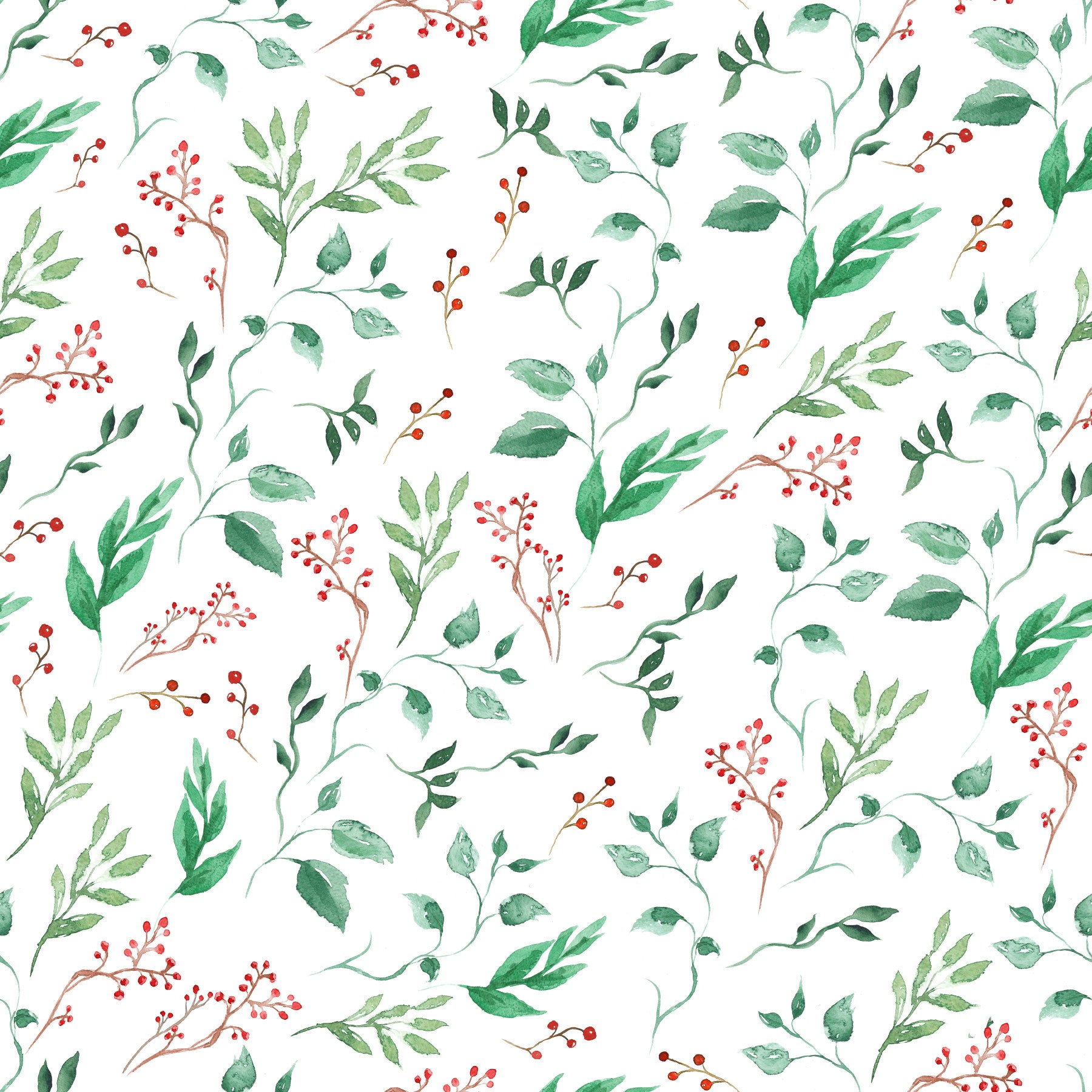 Botanische Aquarell-Tapete mit Beerenranken