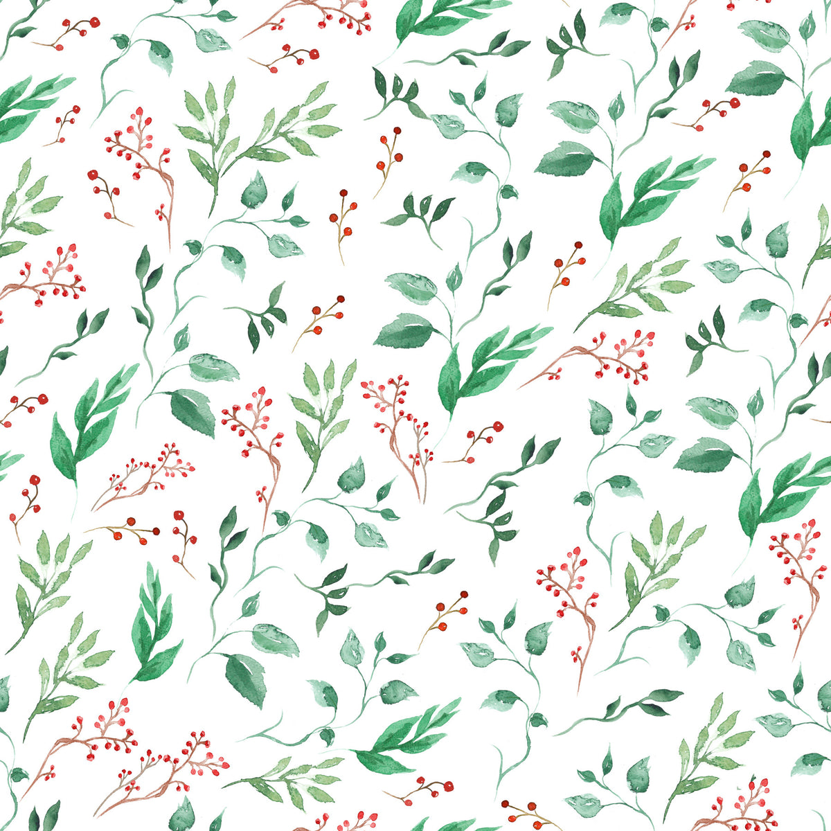 Papier peint botanique à motifs de lianes de baies à l’aquarelle