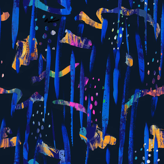 Midnight Blue Painted Harmony Wallpaper⁠