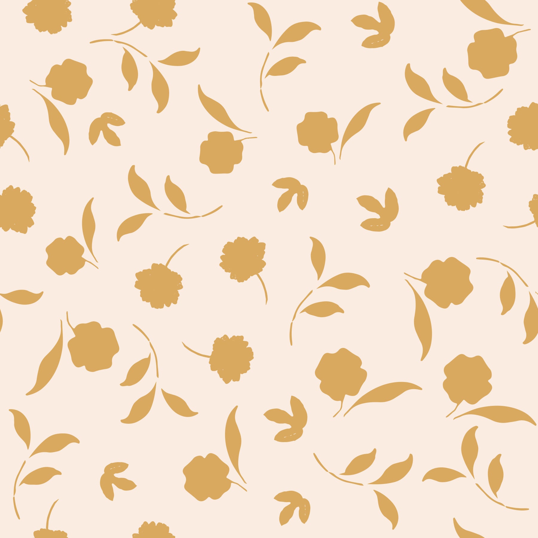 Papier peint minimaliste à brins floraux dorés