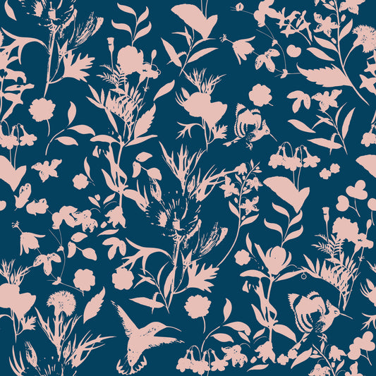 Tapete „Midnight Flora Silhouette“