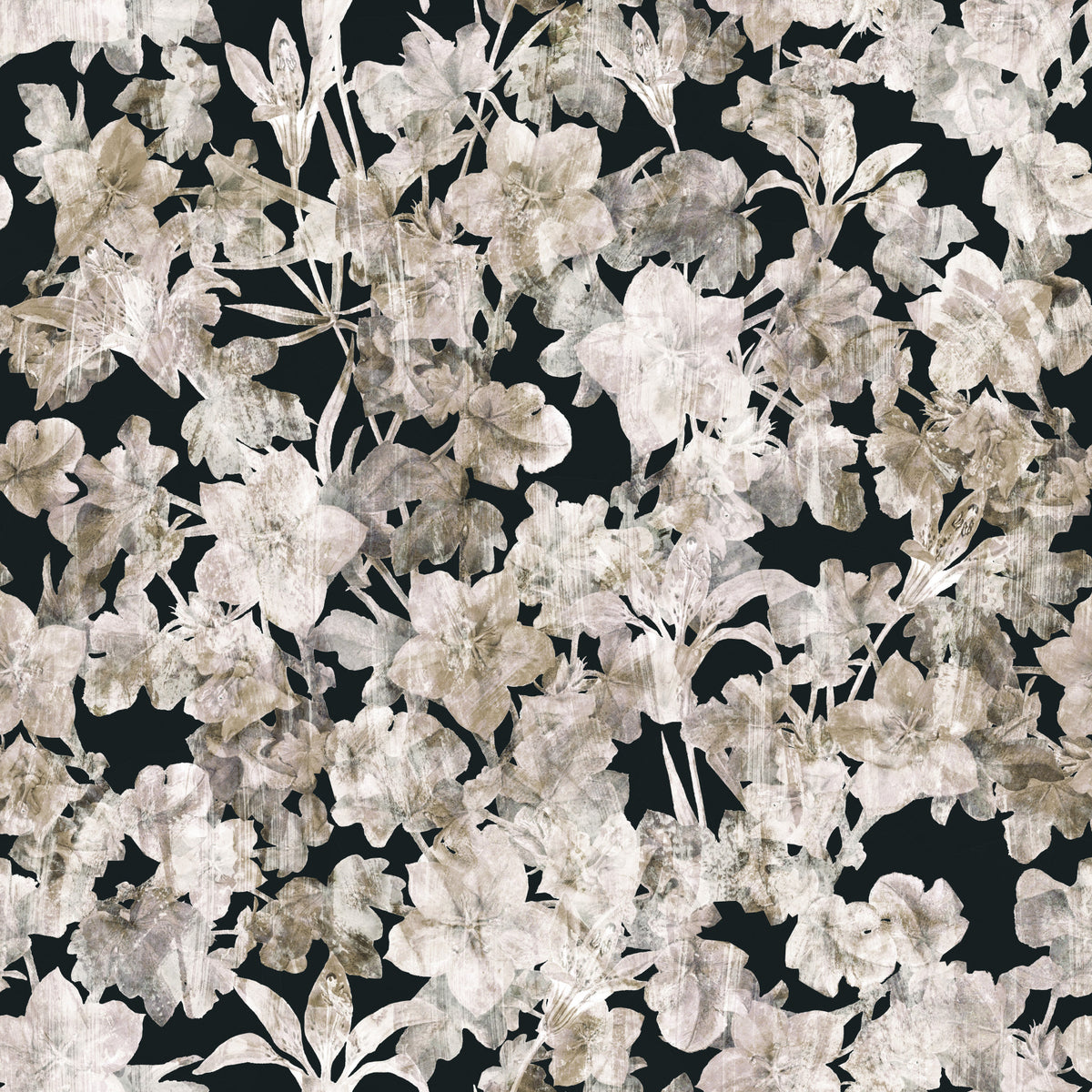 Rustikale florale Silhouetten-Kunsttapete in your room — zoomed