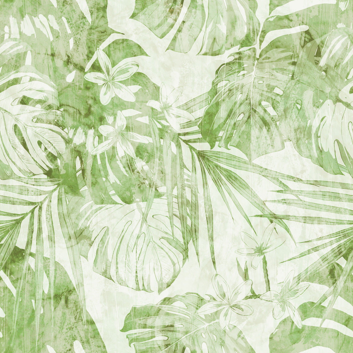 Botanisk tropiktapet i frodiga gröna nyanser in your room — zoomed
