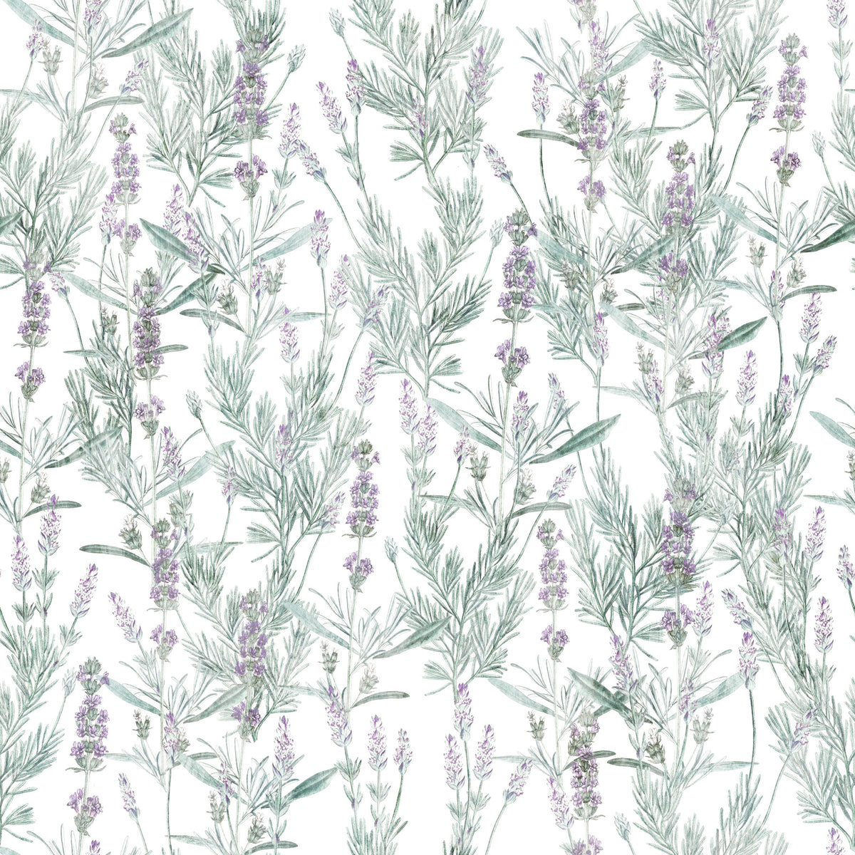 Botanische Tapete „Ruhige Lavendelzweige“ in your room — zoomed