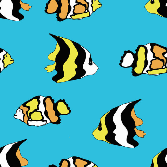 Tropical Fish Playful Ocean Pattern Wallpaper⁠