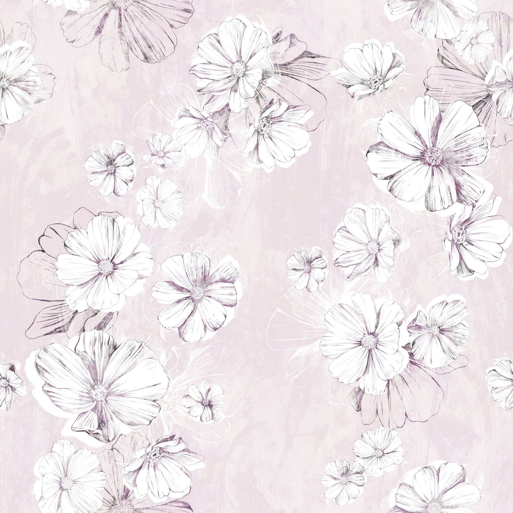 Soft Blush Botanical Illustration Wallpaper⁠