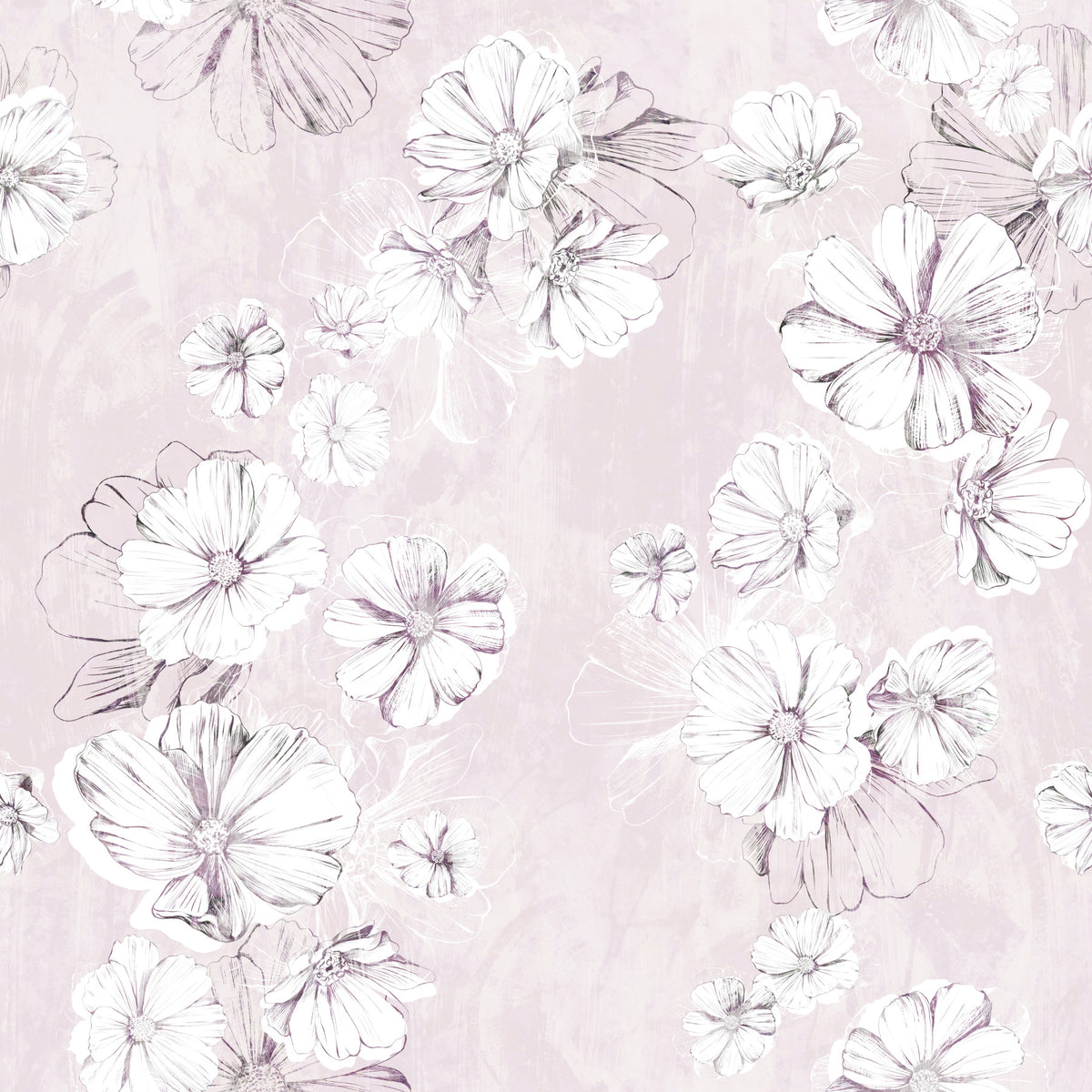Tapet med botanisk illustration i mjuka blush-toner in your room
