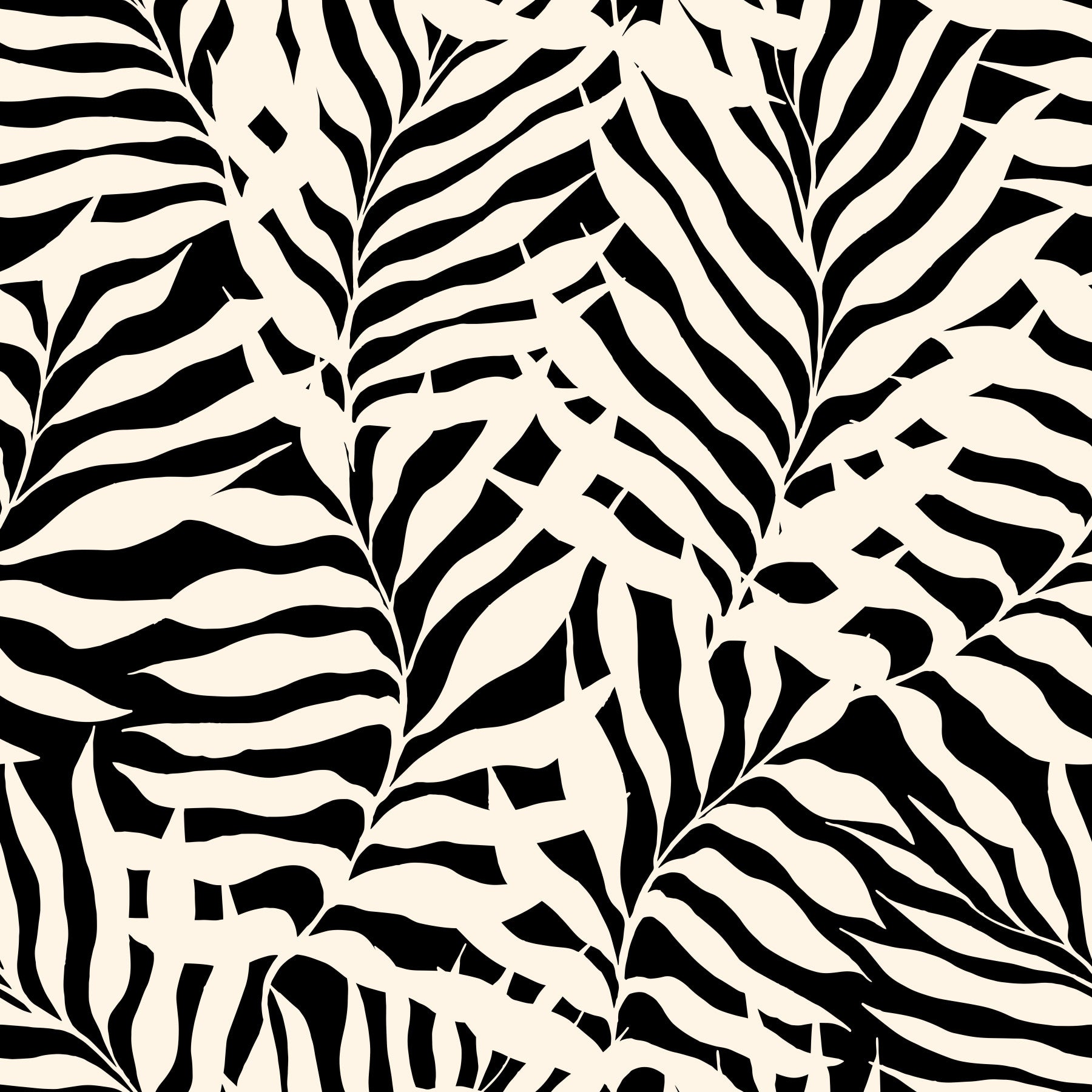Cream and Black Palm Leaf Botanical Wallpaper⁠