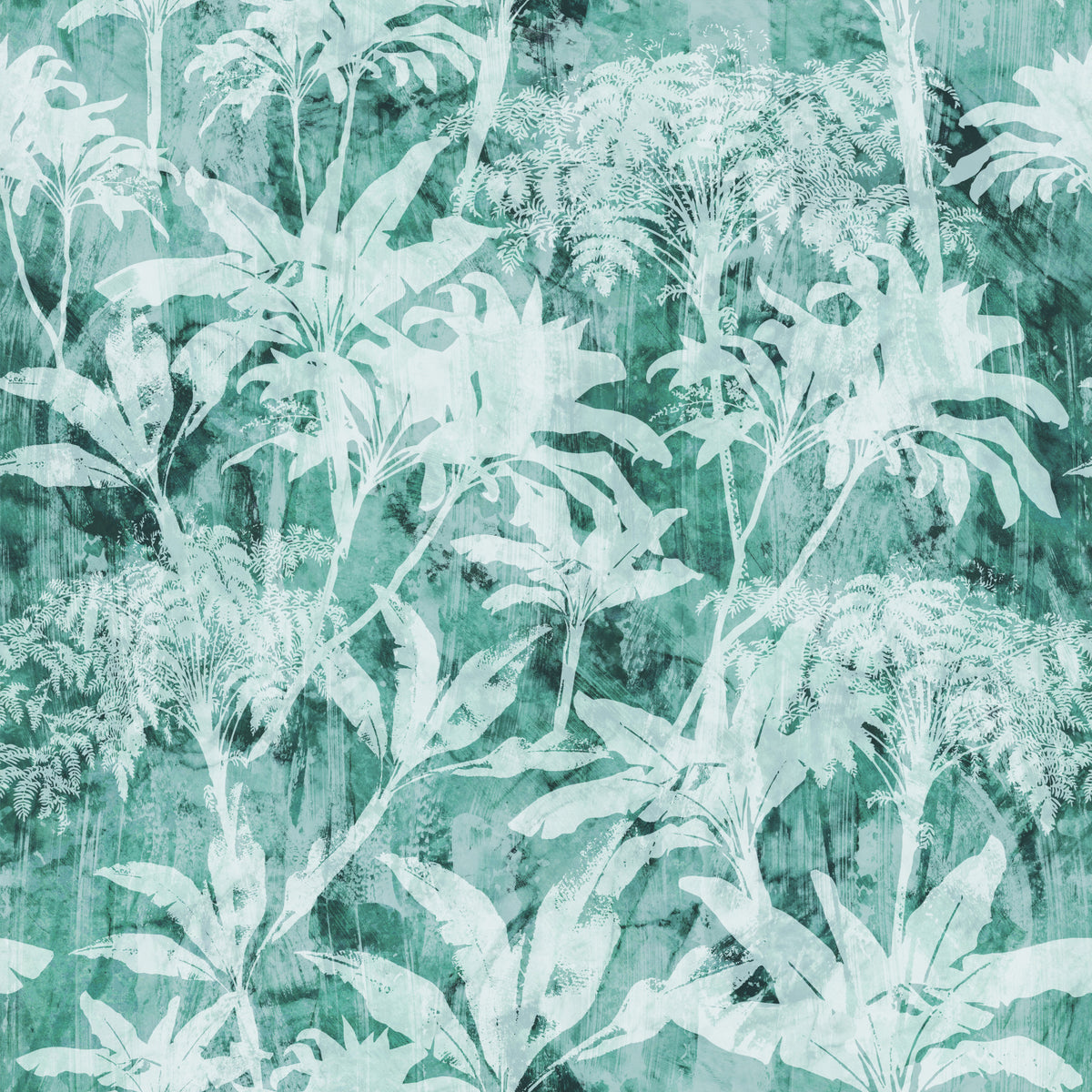 Teal Tropical Botanical Foliage Wallpaper⁠ in your room — zoomed