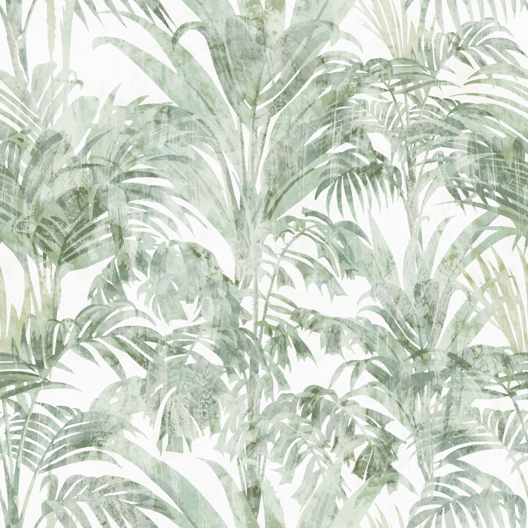 Carta da parati con fronde di palma botaniche color salvia