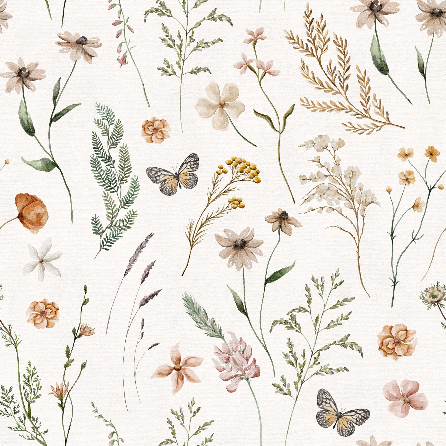 Rustieke botanische schets van een weidebehang
