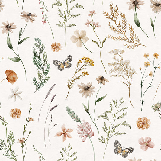Rustieke botanische schets van een weidebehang