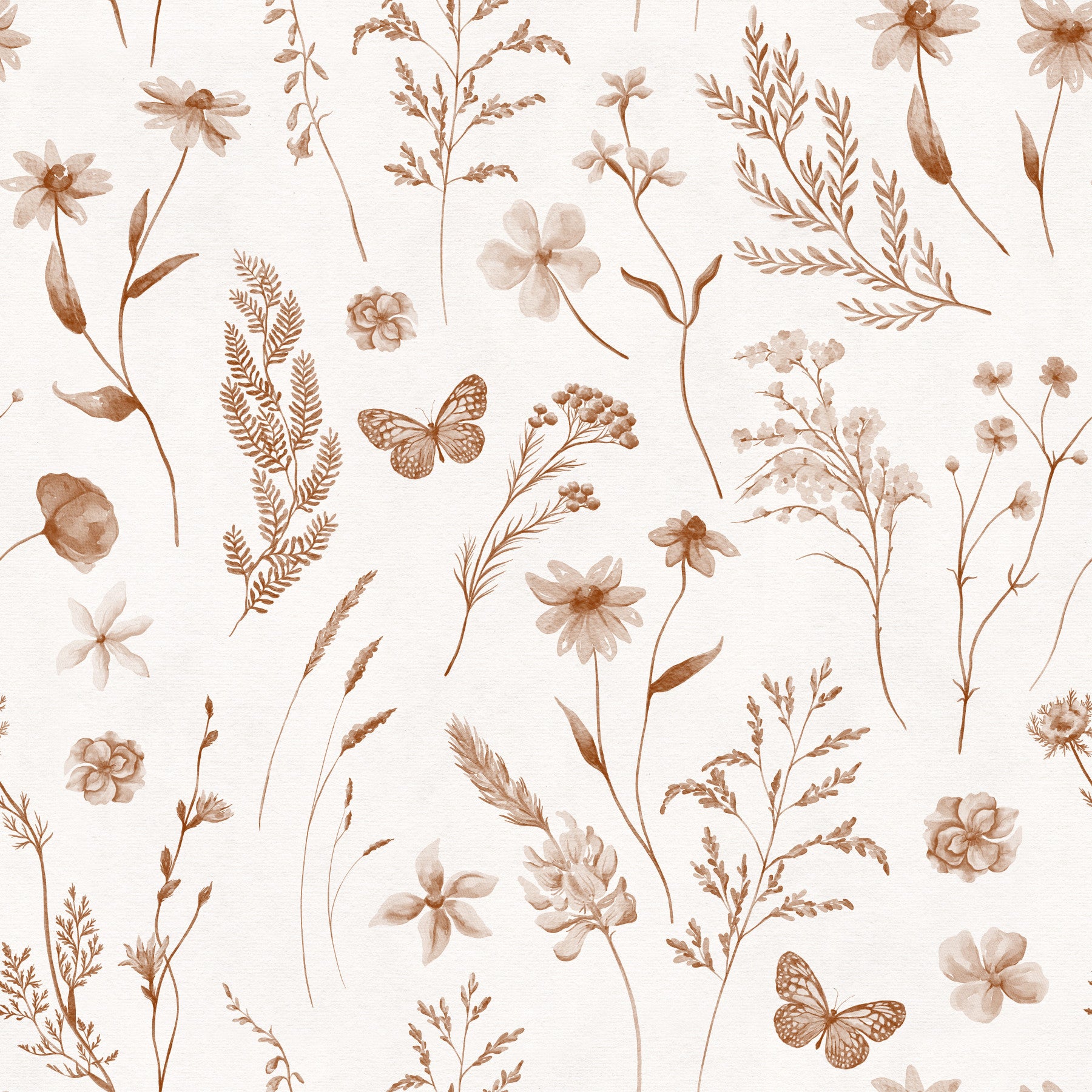 Rustieke botanische schets van een weidebehang