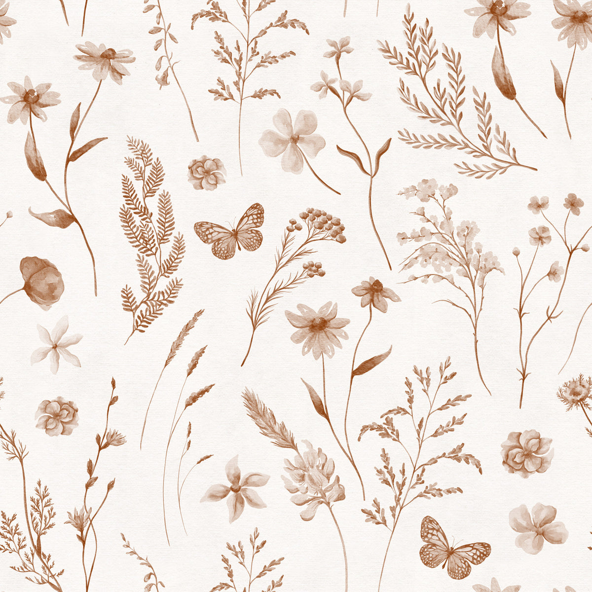 Rustieke botanische schets van een weidebehang in your room
