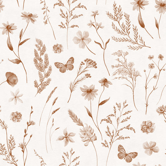Rustieke botanische schets van een weidebehang