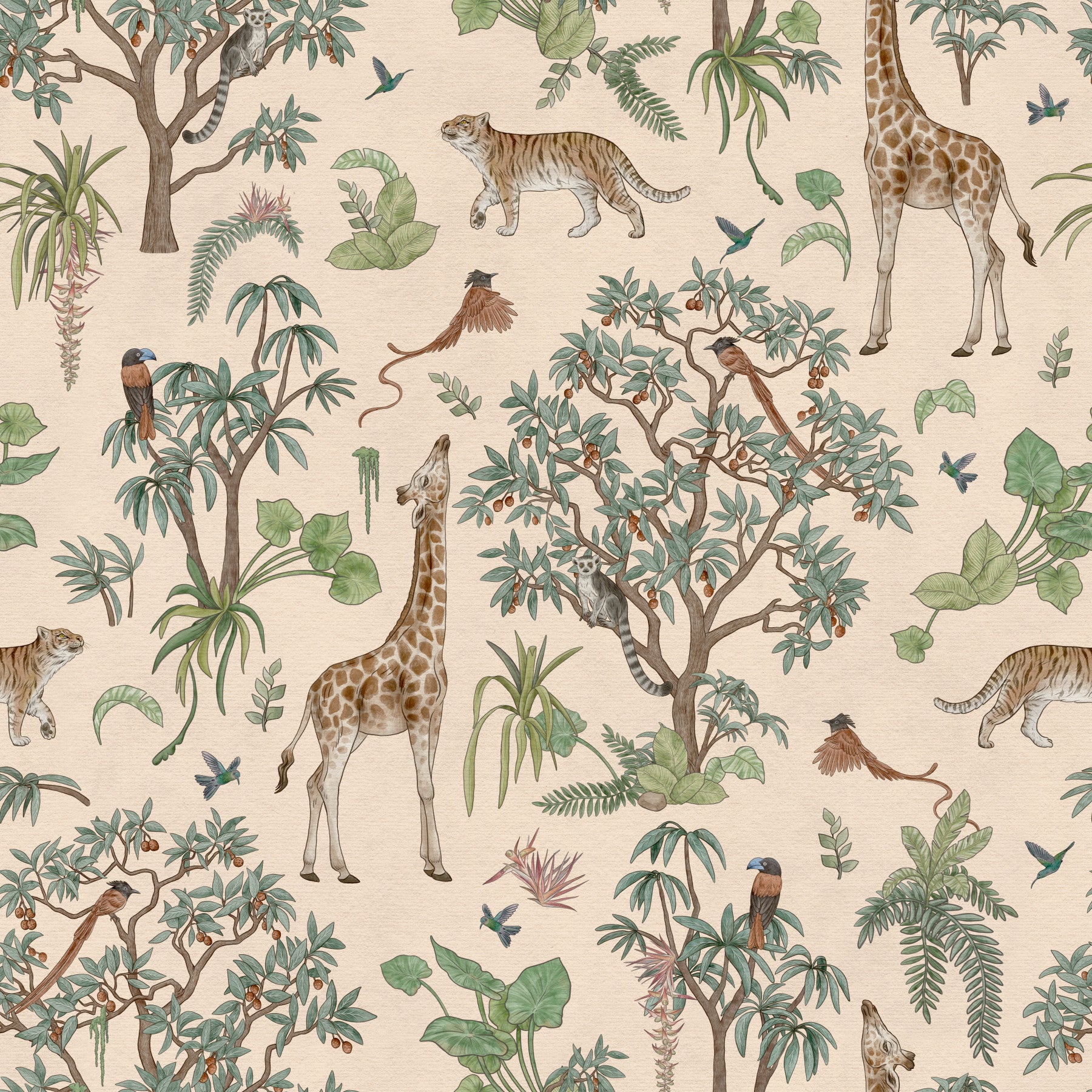 Safari Wildlife Jungle Sketch Wallpaper⁠