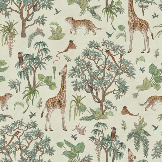 Exotische Safari-Botanik-Illustrationstapete