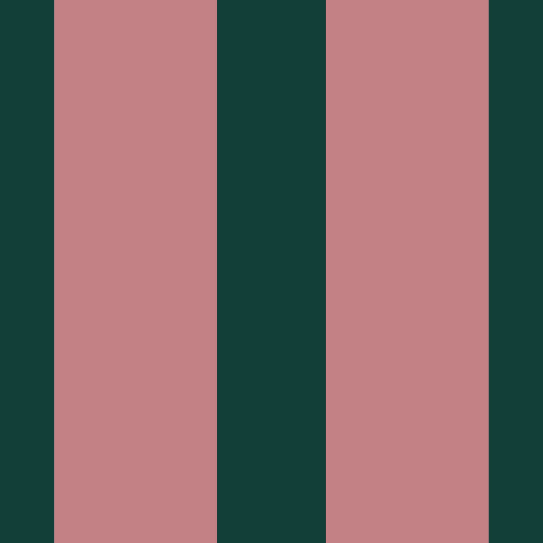 Deep Forest and Dusky Pink Vertical Stripes Wallpaper⁠