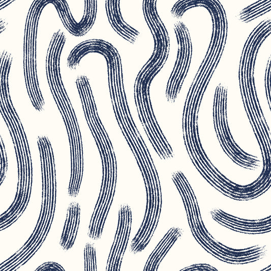 Papier peint à lignes fluides indigo