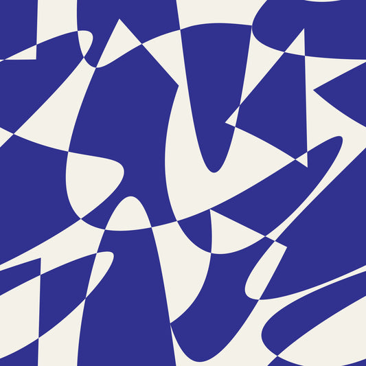 Abstracte geometrische vormen in kobaltblauw – behang