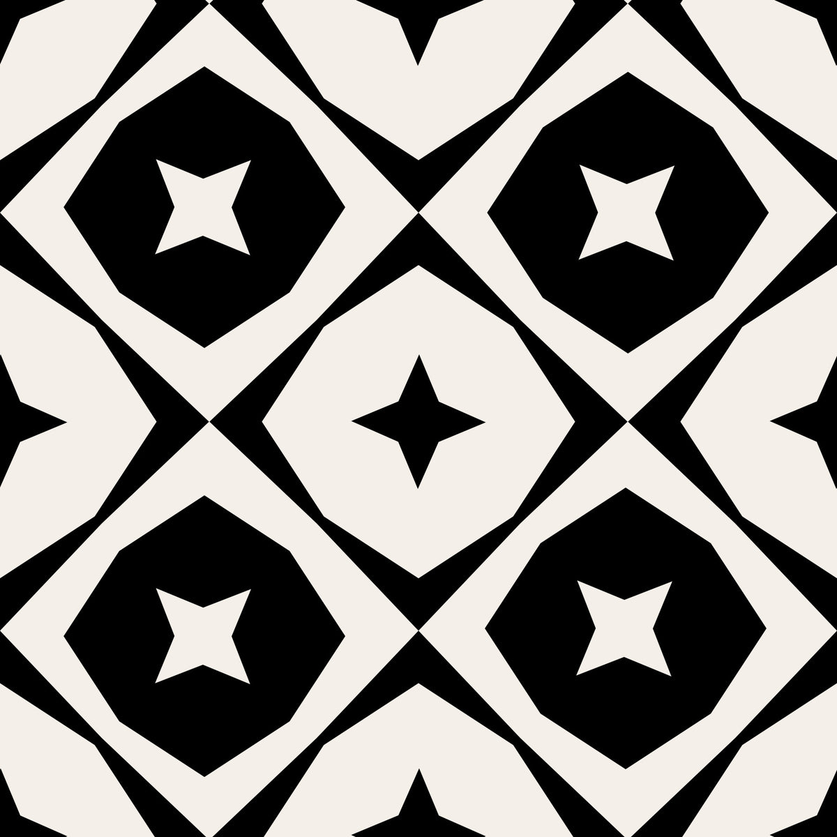 Czarno-biała tapeta w gwiaździstą kratę in your room — zoomed