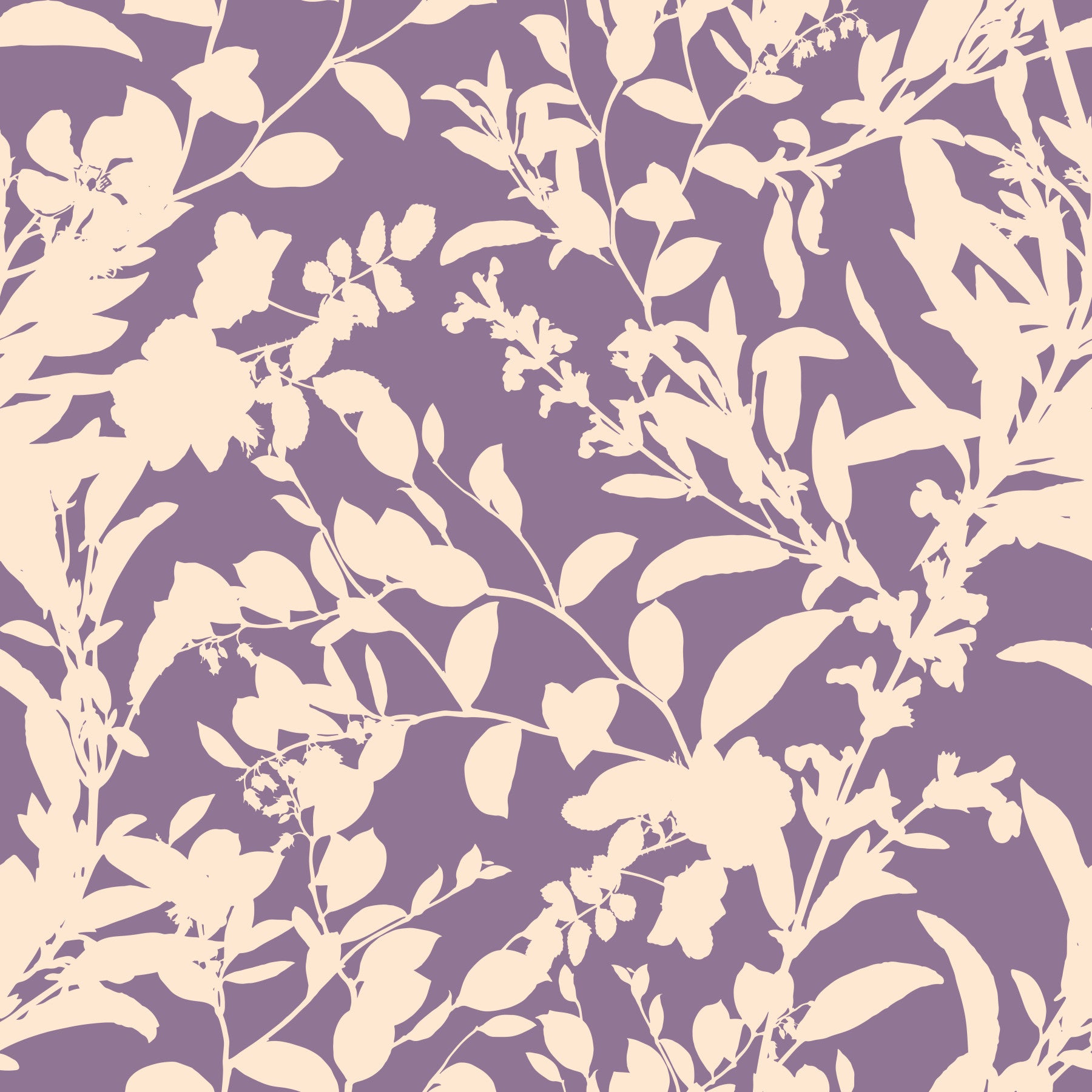 Papier peint silhouette botanique crème