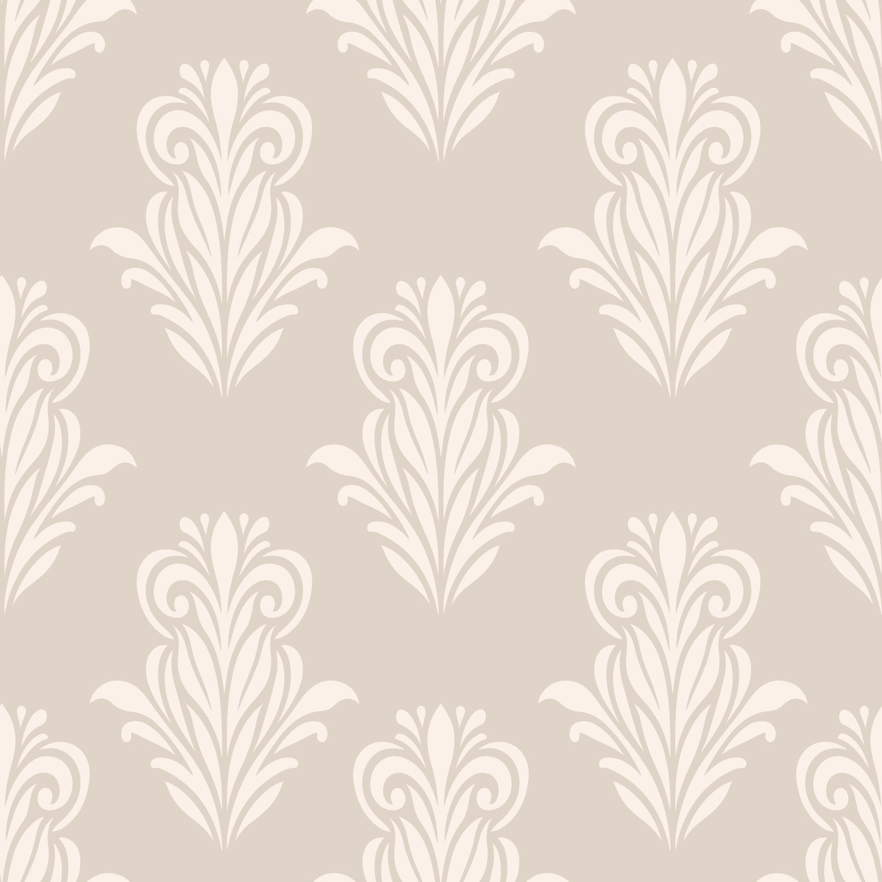 Papier peint à motif de volutes damassées crème