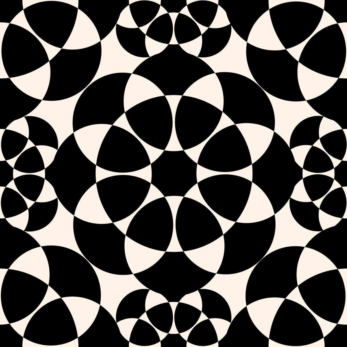 Geometrisk monokrom tapet med cirkelrutnät in your room — zoomed