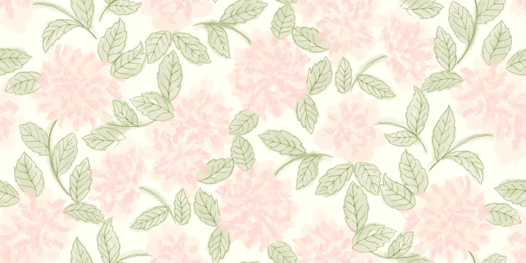Blush Bloom botanisk skitsetapet