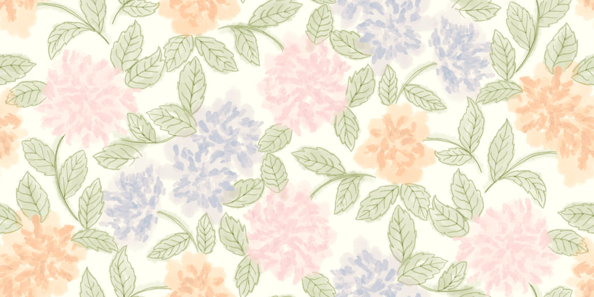 Verspielte botanische Skizzenmuster-Tapete in your room