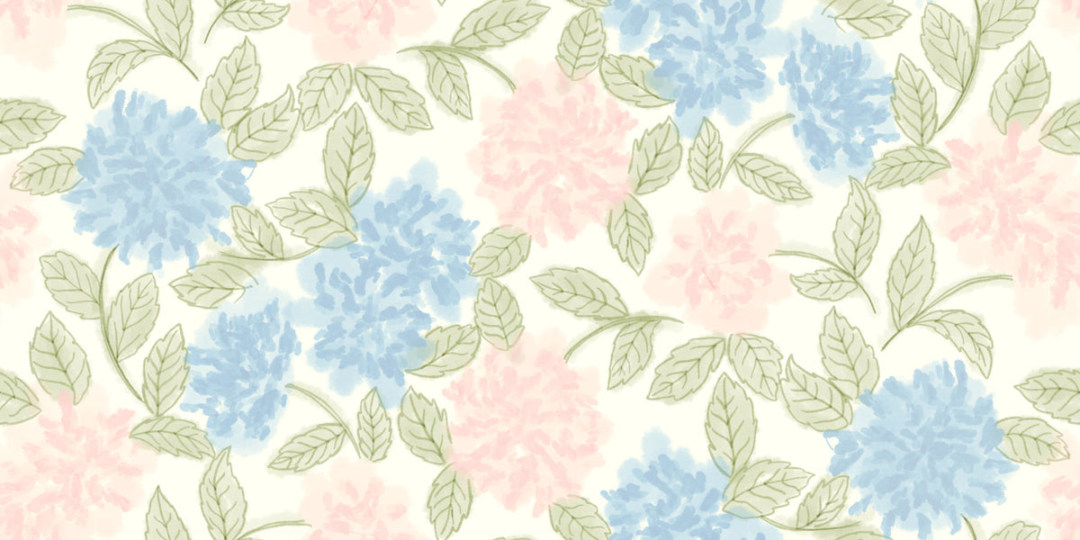 Tapetenmotiv „Zarte Aquarell-Hortensienblüte“ in your room
