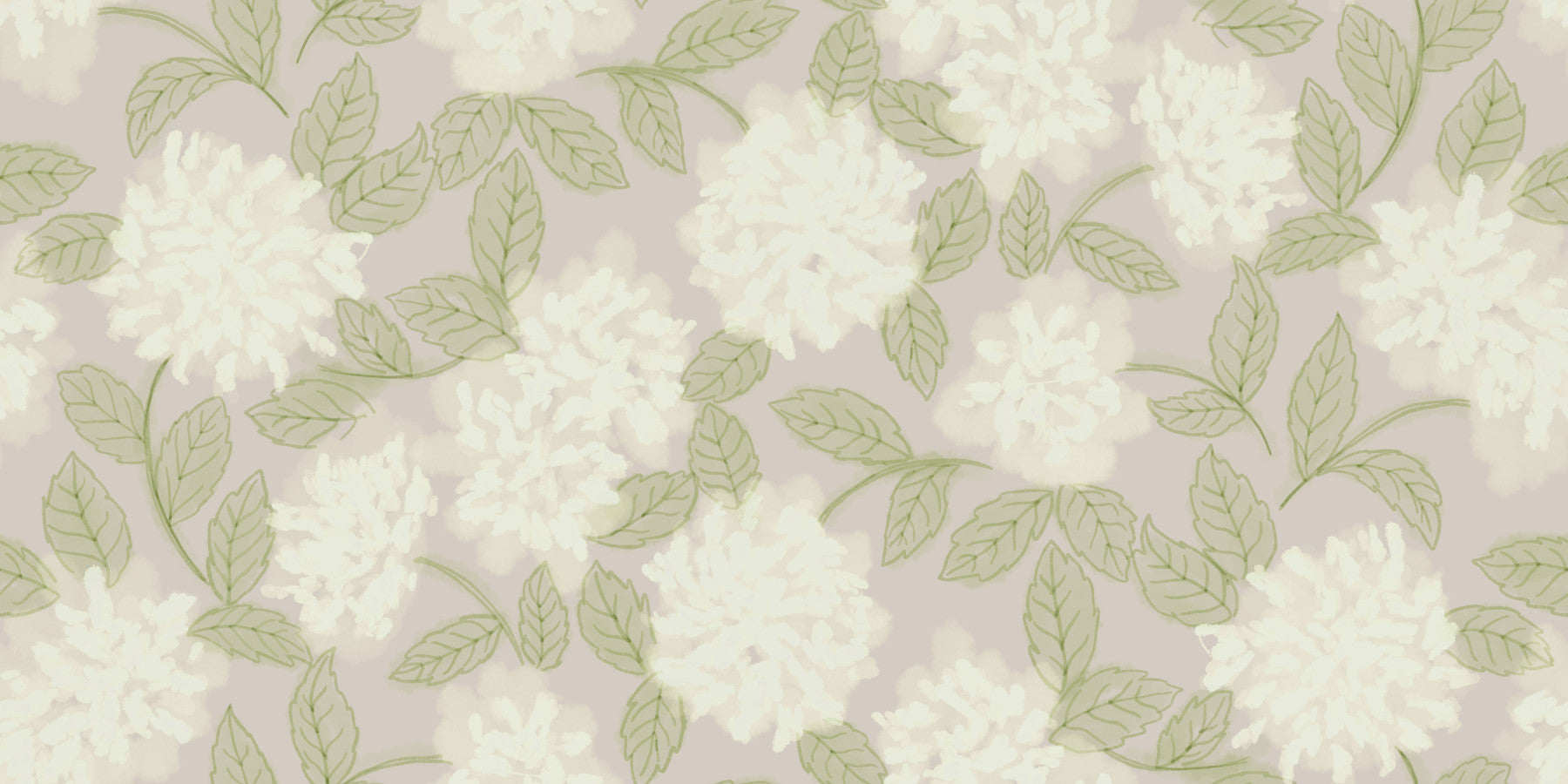 Minimalist Garden Leaf Motif Wallpaper⁠