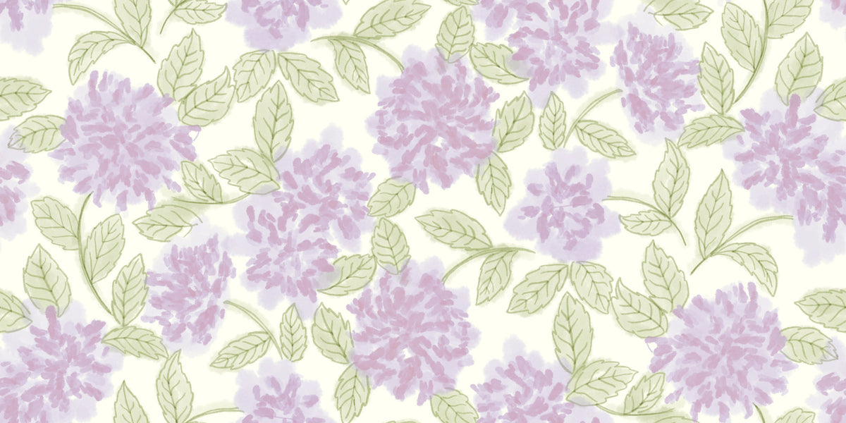 Botanische Tapete mit zarten Lavendelblüten in your room — zoomed