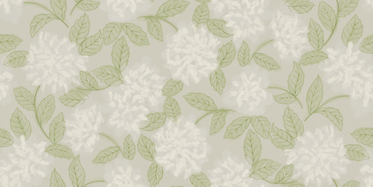 Carta da parati botanica eterea con fiori bianchi