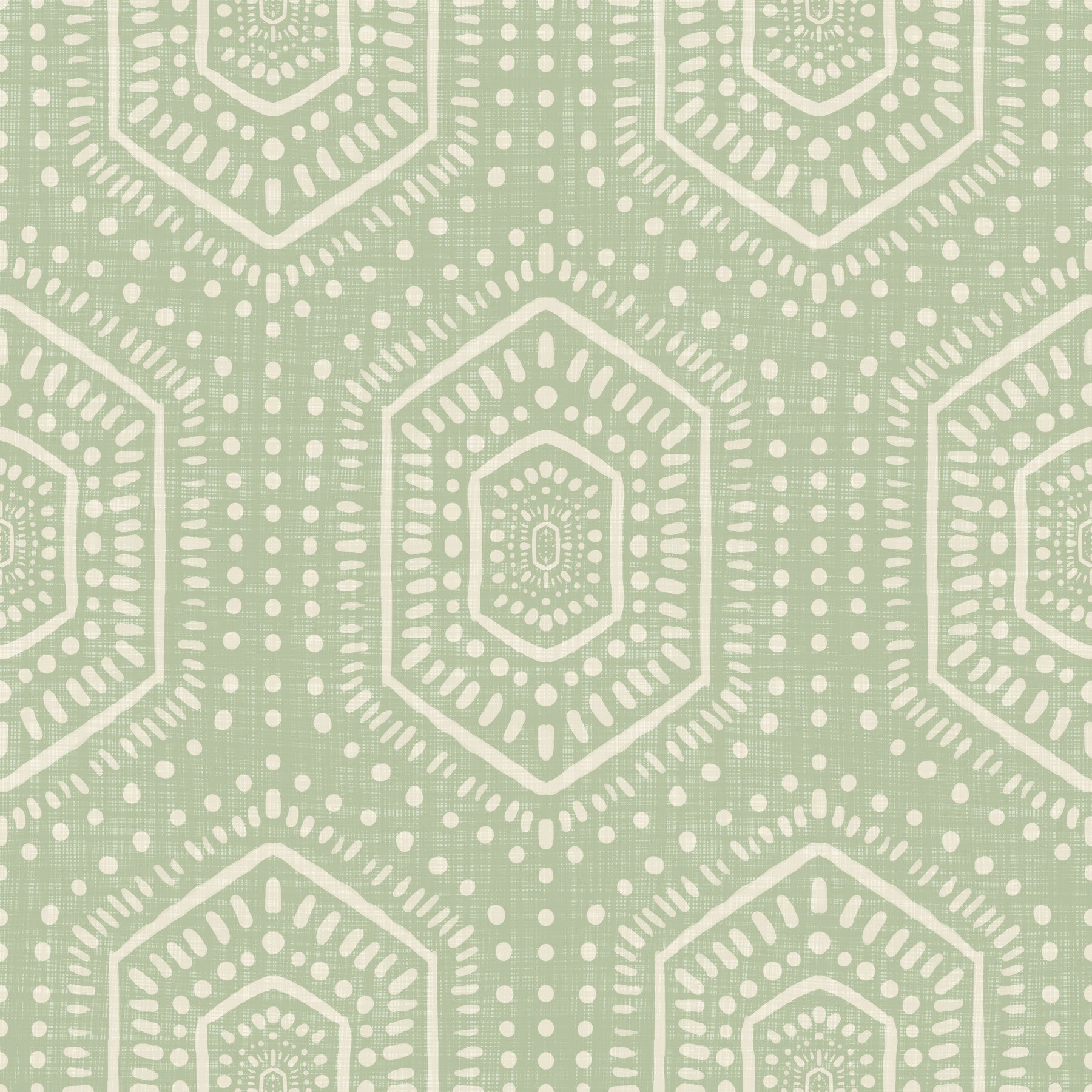 Papier peint Boho peint – motif géométrique tribal abstrait d’hexagones mudcloth à l’aneth haché